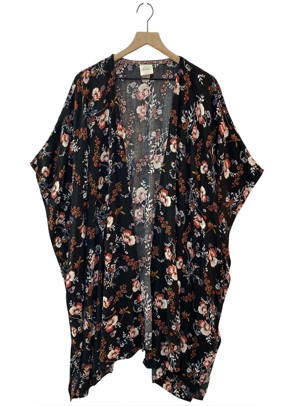 Knox Rose Floral Open Front Kimono Top Size M/L Flowy Oversized Lightweight Boho